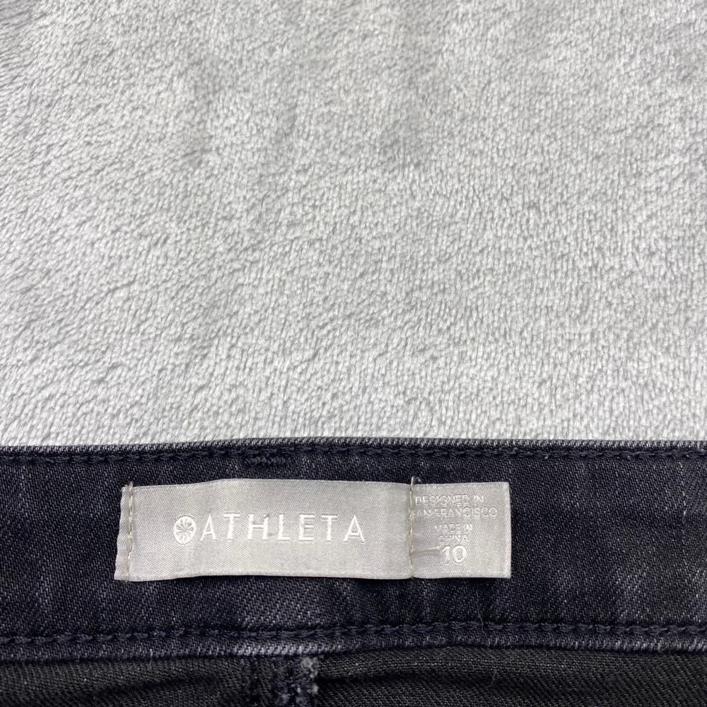 Athleta Sculptek Skinny Jeans Black Ankle Zip Performance Denim Size 10 Grunge - Picture 5 of 12